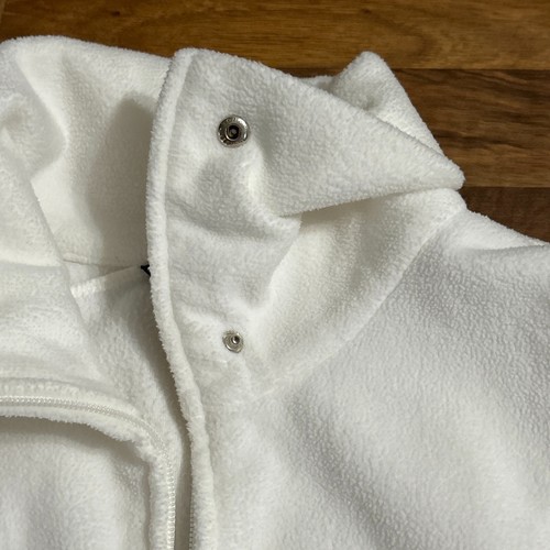 Tommy Jacket White Fleece Full Zip Snap Down Collar Pockets Retro Coat XL - Picture 10 of 14