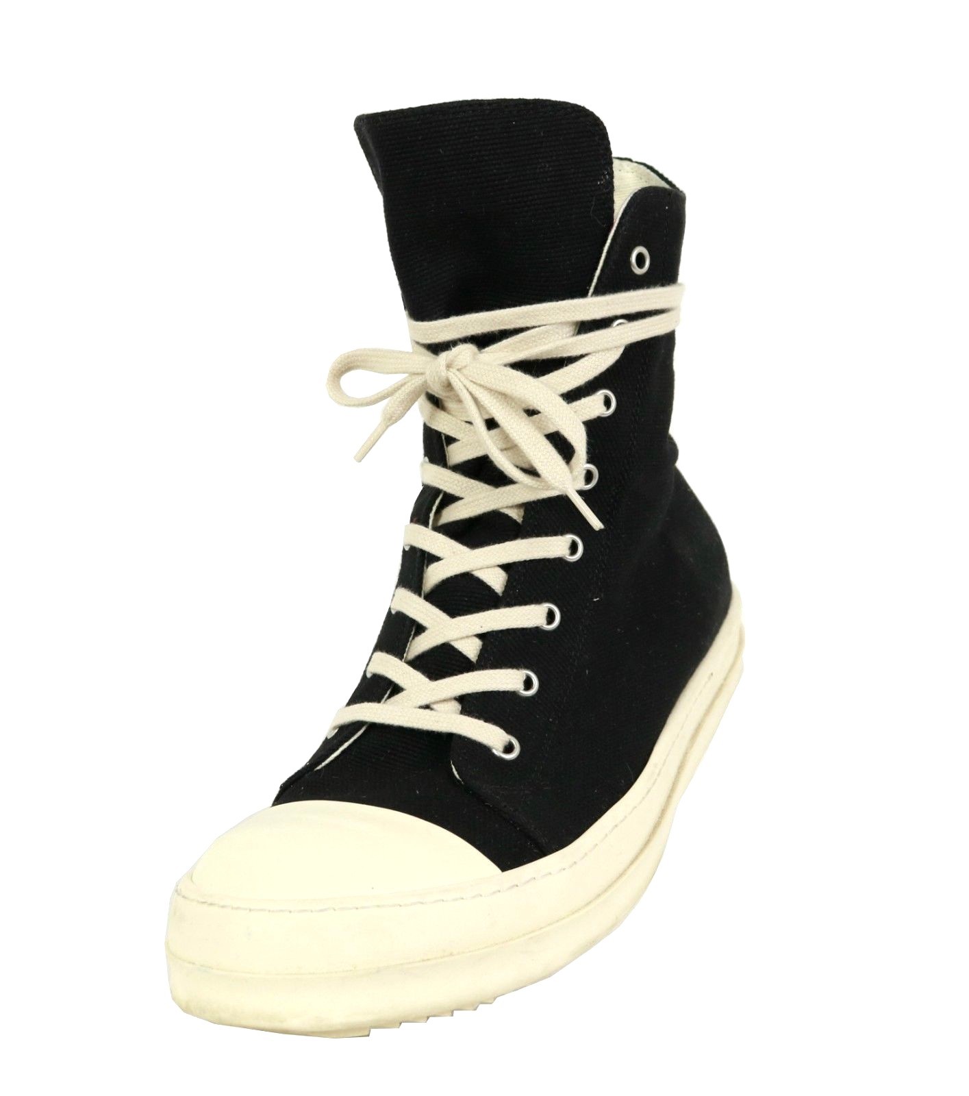 RICK OWENS DRKSHDW Black Canvas RAMONES Lace-Up High Top Sneakers 43 RICK OWENS DRKSHDW Black Canvas RAMONES Lace-Up High Top Sneakers 43
