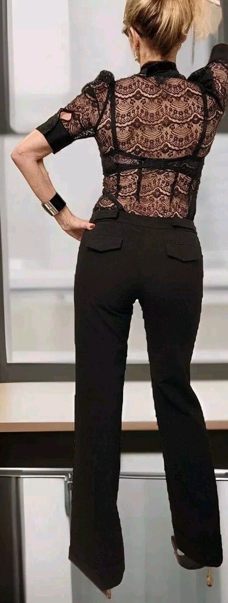 Armani Exchange Wide Leg Pants Black-Cuffed-Fully Lined-2 Armani Exchange Wide Leg Pants Black-Cuffed-Fully Lined-2