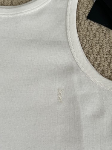 NWT Saint Laurent Cassandre YSL Logo White Sleeveless Tank Top Shirt Sz S $550 - Picture 12 of 19