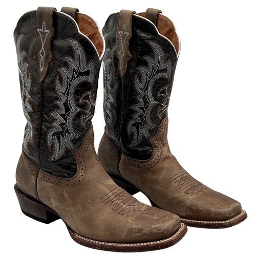 J.B Dillon Herren 10B Leder Abgenutzt Westernstiefel Bestickt Eckige Zehe Rodeo - Bild 2 von 22