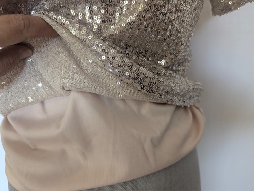 Vtg BlackTop  Iridescent Champaign Sparkly Sequins  Formal Blouse Size Small - Picture 7 of 8