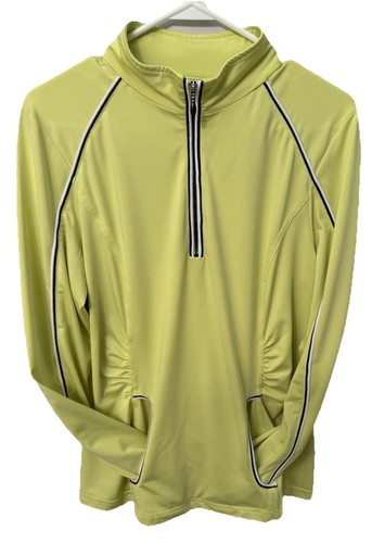 Chico’s ZENERGY Sz 2(12-14) UPF Ruched Sides LS Polo Golf Activewear