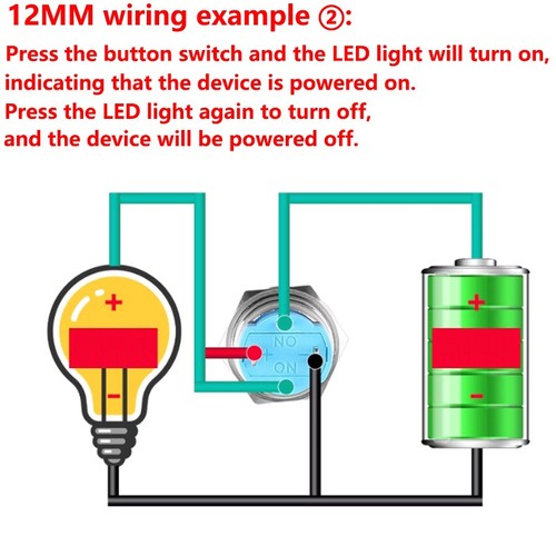 Metall Drucktaster Druckschalter 4 Pin KFZ LED 3V 24V 220V 3A Ø 12mm IP66 - Picture 8 of 9