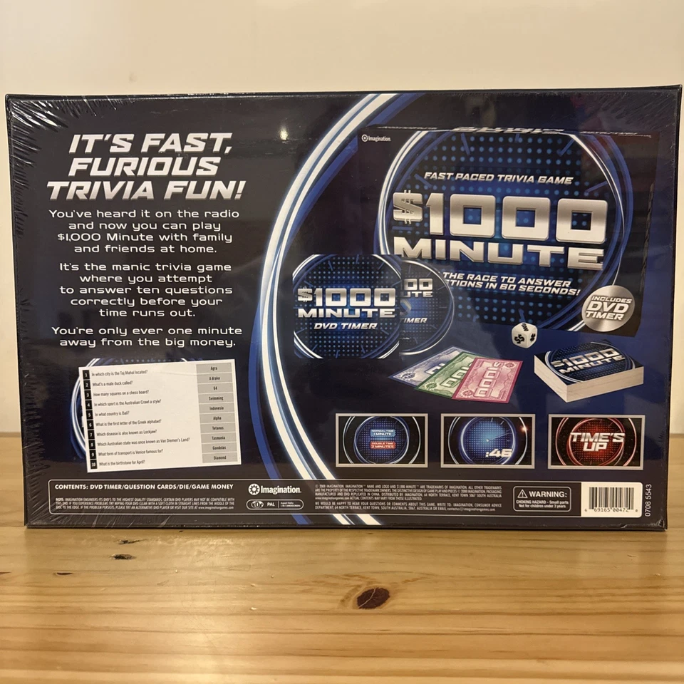 $1000 MINUTE TRIVIA GAME By Imagination - New Sealed With DVD Timer - Image 2 of 4