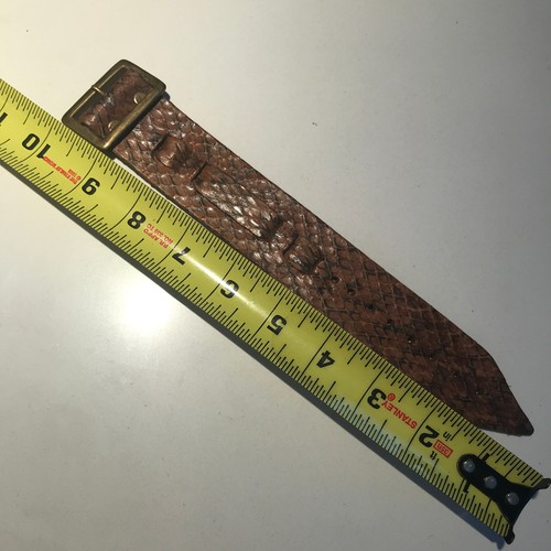 Vintage 1970s Leather Bund Strap 14+mm Leather Cuff Watchband Mens Bracelet - Picture 2 of 9
