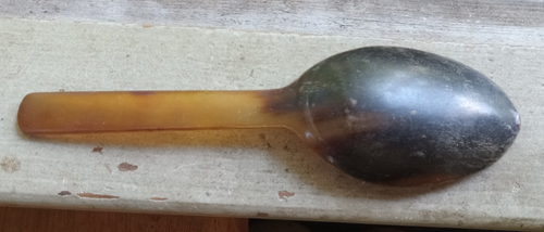 EARLY 1800 CARVED HORN SPOON POSSIBLY COLONIAL ERA NICE NATURAL COLOR & GRAIN - Picture 6 of 7