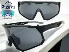 Sporty Biker Wrap Around Shield ANSI Z87.1 Safety SUN GLASSES Protective Eyewear