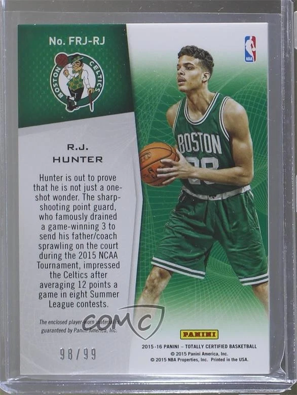 2015-16 Totally Certified Fabric of the Game Rookie Jersey Blue /99 RJ Hunter RC - Image 2 of 2