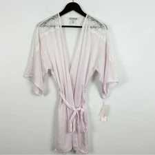 Linea Donatella Pink Lace Trim Short Robe Size S/M