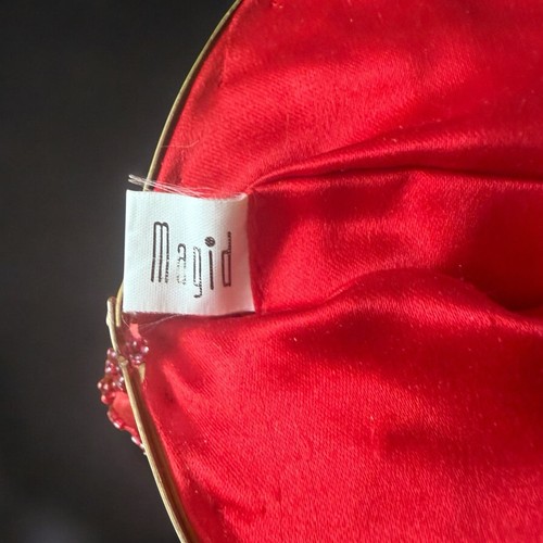 Magid Beaded Purse Red Evening Handbag Gold Chain Strap Kisslock Clasp Vintage - Picture 2 of 12