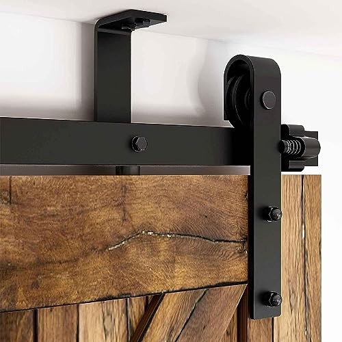 6FT Ceiling Mount Sliding Barn Door Hardware Kit Low Ceiling L-Shape Bracket - Picture 5 of 7