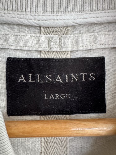 Chaqueta Bomber Allsaints “Blix” Mezcla de Lino Marfil Off White Grande **LEER POR FAVOR** - Imagen 9 de 16