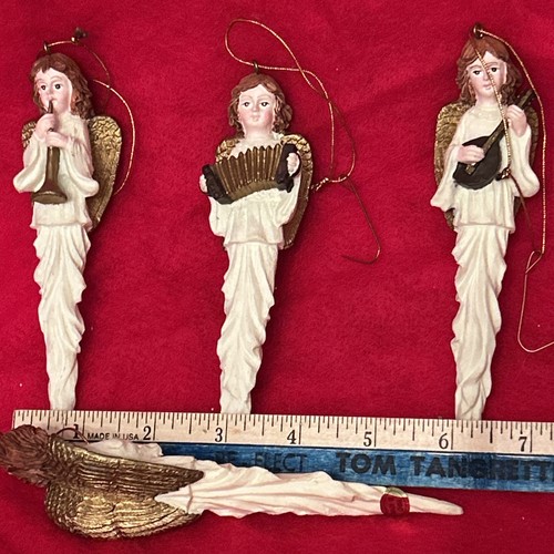 VTG Angel Icicle Playing Musical Instruments Christmas Ornaments Set of 4 - Picture 3 of 3