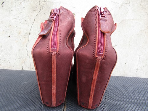 Trippen Womens Open Toe Leather Wedge Heels Germany Wood red Zip EU 39 | US 9 - Picture 2 of 10