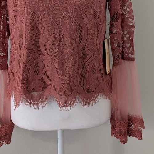 Top Transparente Encaje PEQUEÑO Boho Hada Femenino Fiesta Romántica Terracota Mujeres - Imagen 4 de 10
