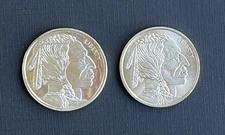 Two Unbranded One Ounce .999 Silver Indian Head/Buffalo Coins