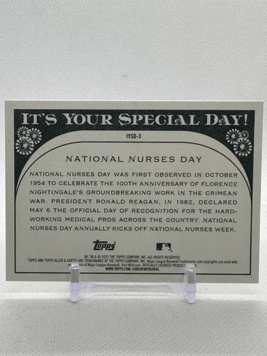 National Nurses Day 2022 Topps Allen & Ginter #IYSD-3 It’s Your Special Day - Picture 2 of 2