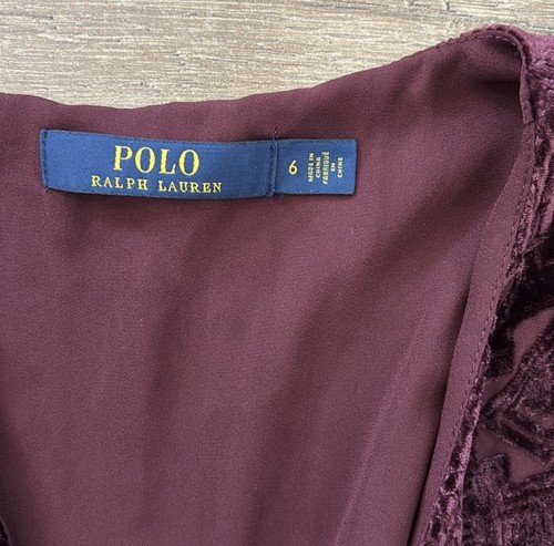 POLO RALPH LAUREN Burn-Out Velvet Wrap Maxi Dress Size 6 - Picture 4 of 9