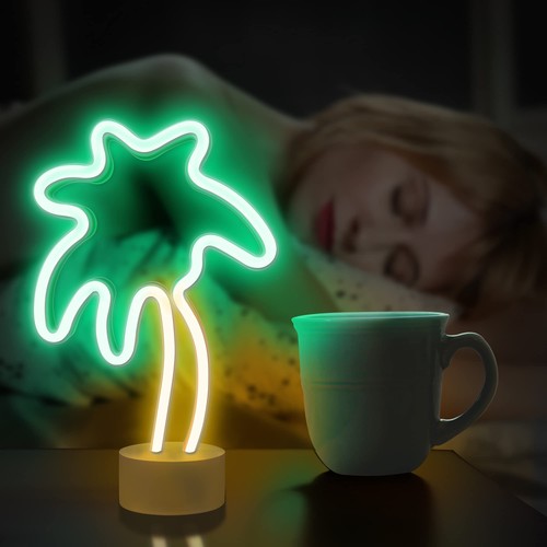 Luces de árbol letreros de neón árbol de coco luz de neón para dormitorio, escritorio, mesa de - Imagen 5 de 7