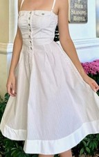 Dress D&G Cream Striped Cotton Mini Dress Size 38 (small)