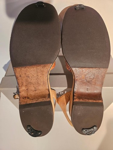 Stephane Kelian karamell geflochtene Leder-Slingback-Sandalen 7,5 - Bild 9 von 10