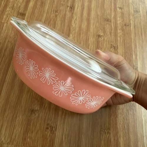 Pyrex Pink Daisy 043 Oval Auflaufform mit Glasdeckel 1 1/2 QT Schüssel - Bild 3 von 21