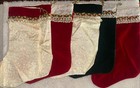 6 Christmas Red /Green/white Velour Stocking Vintage