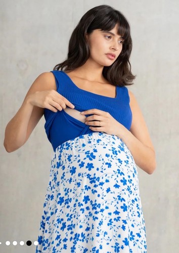 Vestido de Enfermería de Maternidad Top Tejido Desmontable Floral Azul Seraphine Talla 12 Nuevo con Etiquetas - Imagen 4 de 22