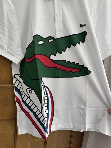 Lacoste x Jean Michel Tixier Croco Series White Polo Shirt Size XL Unisex Mens - Picture 11 of 12
