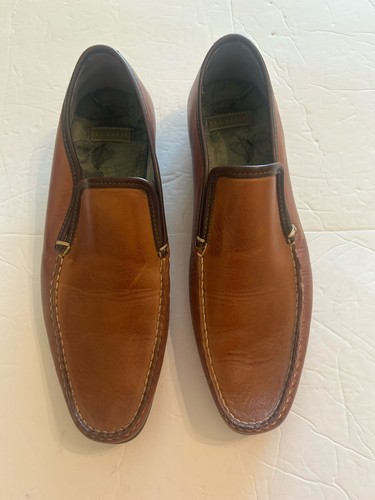 Ted Baker Men’s Size 8 Brown Classic Leather Loafers Darker Brown Leather Trim - Picture 4 of 14