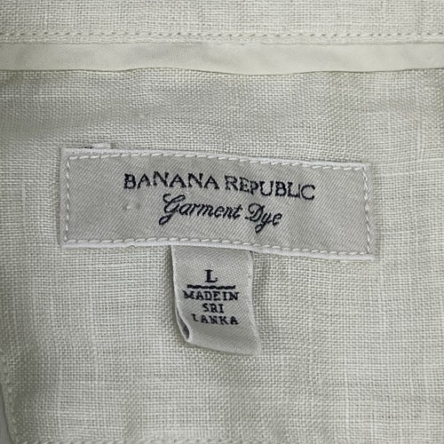 Banana Republic Linen Shirt Mens Large Yellow Garment Dye Long Sleeve Button Up - Picture 4 of 9