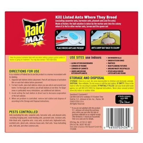 Raid Max Liquid Ant Bait; Kills Ants where they breed, 4 Bait Stations - Picture 2 of 11