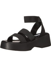 STEVE MADDEN Womens Black 1-1/2" Platforms Sashes Wedge Slip On Sandals 9 M