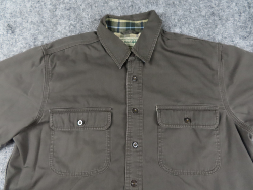 Vintage LL Bean Hurricane Shirt Mens Medium Green Canvas Flannel Lined Shacket - Picture 2 of 9