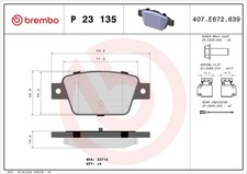 Hinterachse BREMBO P 23 135 Bremsbelagsatz, Scheibenbremse für CHRYSLER,FIAT,LAN