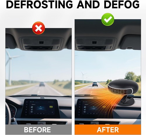 Portable 12V Car Heater & Defroster, 150W Fast Heating & Cooling Fan,Plug In...  - Picture 5 of 9