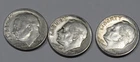 Lot of 3 Roosevelt Dimes 90% Silver: all are 1946-D - NR