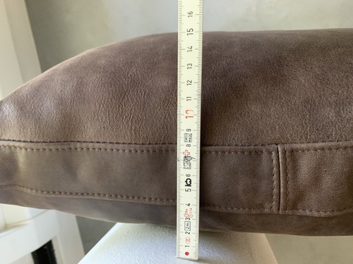 2 Leder Vintage Kissen Dunkelbraun Ca.46x46 cm - Bild 11 von 11
