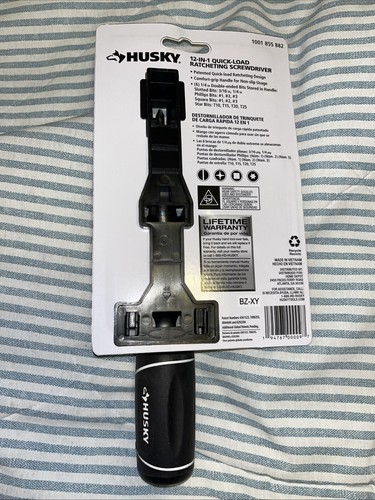Husky Ratcheting Screwdriver 12 in 1 Quick Load Double Ended Black-K - Picture 3 of 4