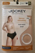 Jockey Women's XL Tummy Smoothing Mid-Waist Briefs 2 PACK Beige #10725