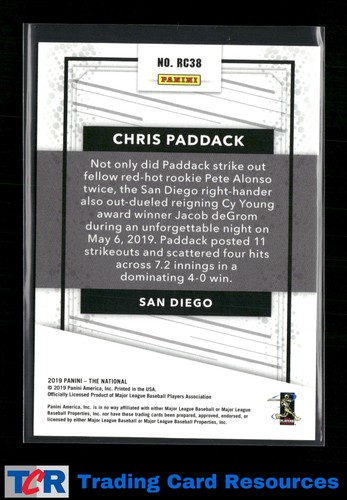 2019 Panini The National #RC38 Chris Paddack Rookies Magnetic Fur #/99 - Picture 2 of 2