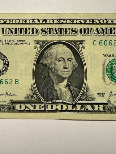 Trinary One Dollar Bill 0s 2s 6s Fancy Serial Number C60620662B Series 2013 - Picture 3 of 10