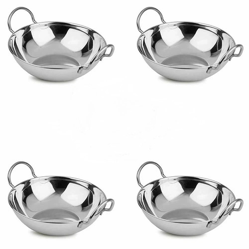 2,4,6,8,10 Balti Dish Stainless Steel 18CM Karahi Indian Food Serving Bowl New - Picture 8 of 11