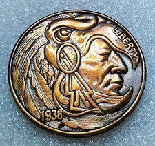 Hobo Coin - Indian Warrior Hobo Morgan Dollar- Custom Colored - 1.5 inches wide