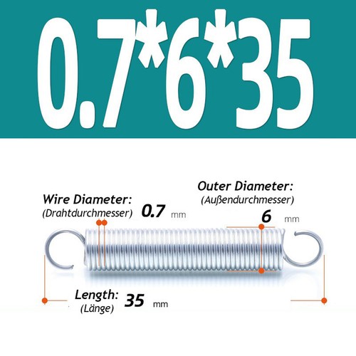 Wire Dia 0.7mm Expansion Spring Galvanized Tension Extension Extending Springs - Picture 31 of 83