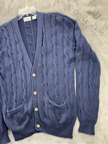 VTG Parker Of Vienna Adult Large Cardigan Cable Knit Sweater Cobain Grunge Flaws - Picture 3 of 20