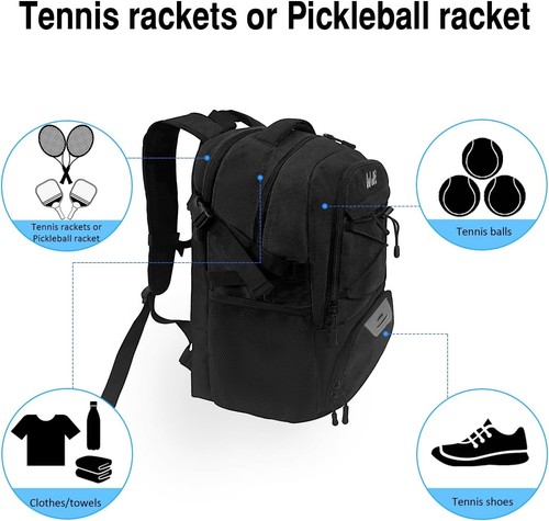 Tennistasche - großer Tennisschläger Rucksack für Herren & Damen - belüfteter Schuhkomp - Bild 6 von 7