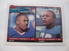 1991 TOPPS 1990 NFL RUSHING LEADERS THURMON THOMAS/BARRY SANDERS #9