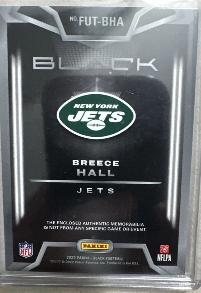 2022 Panini Black - Futuristic Breece Hall #FUT-BHA Copper /50 (MEM, RC) - Image 4 of 4